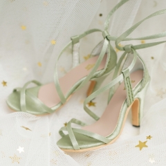 1/3 Thin strap sweet high heels (green)